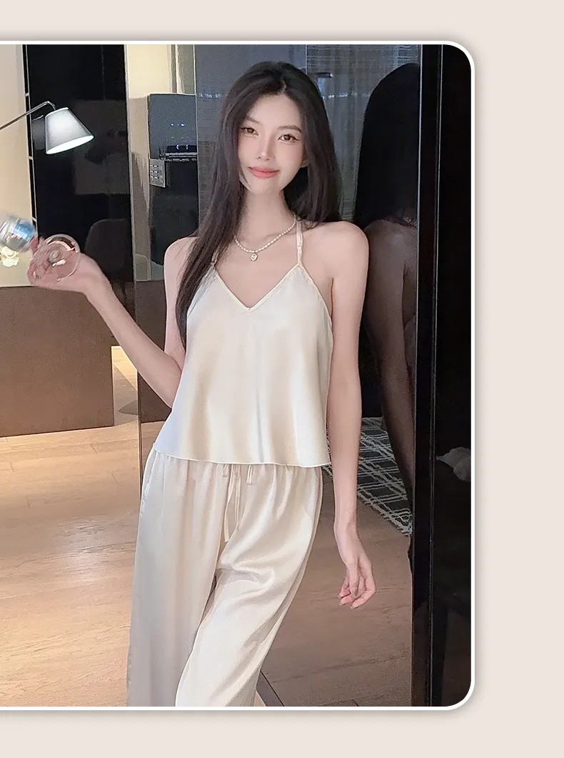 Sexy Lace Light Luxury Backless Pajamas for Women Summer Thin with Chest Pad Alluring Pure Desire Style Loungewear · Wholesale · OEM · Worldwide Shipping - Detail 31