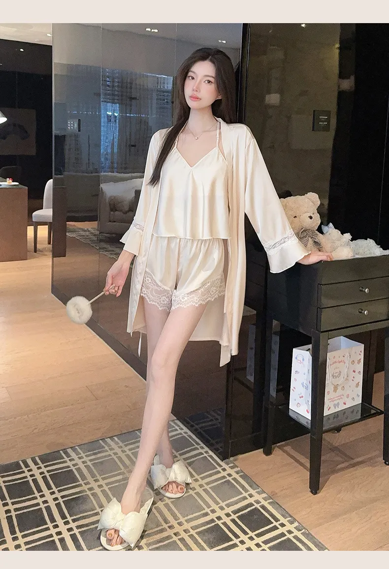 Sexy Lace Light Luxury Backless Pajamas for Women Summer Thin with Chest Pad Alluring Pure Desire Style Loungewear · Wholesale · OEM · Worldwide Shipping - Detail 4