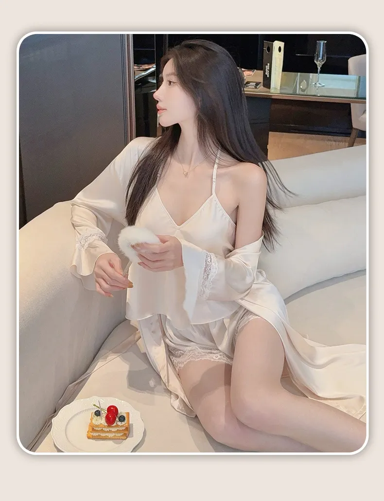 Sexy Lace Light Luxury Backless Pajamas for Women Summer Thin with Chest Pad Alluring Pure Desire Style Loungewear · Wholesale · OEM · Worldwide Shipping - Detail 15