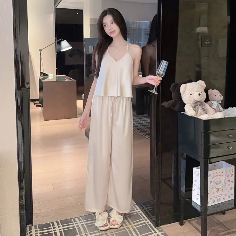 Sexy Lace Light Luxury Backless Pajamas for Women Summer Thin with Chest Pad Alluring Pure Desire Style Loungewear · Wholesale · OEM · Worldwide Shipping - View 3