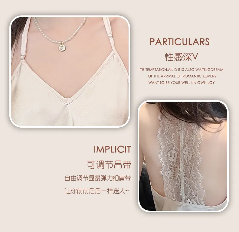 Sexy Lace Light Luxury Backless Pajamas for Women Summer Thin with Chest Pad Alluring Pure Desire Style Loungewear · Wholesale · OEM · Worldwide Shipping - Detail 20