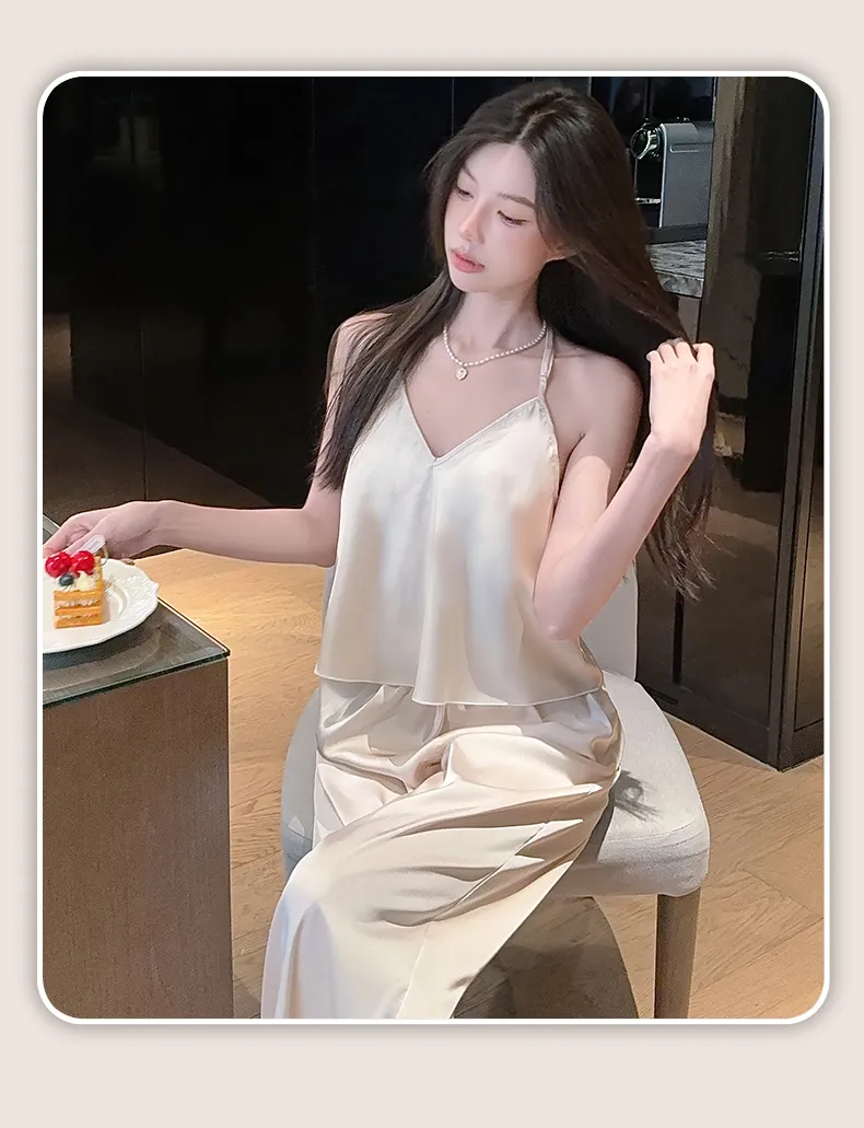 Sexy Lace Light Luxury Backless Pajamas for Women Summer Thin with Chest Pad Alluring Pure Desire Style Loungewear · Wholesale · OEM · Worldwide Shipping - Detail 28
