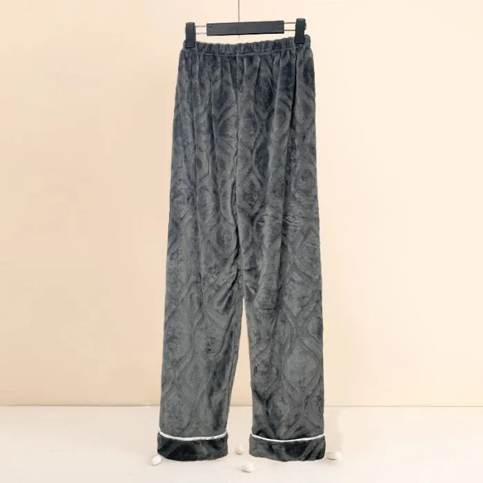冬 カップル フランネル 厚手 パジャマパンツ シンプル柄 ミッドウエスト 保温 ゆったり 大きいサイズ ルームパンツ 外着可能 · 卸売 · OEM · 世界へ発送 - View 3