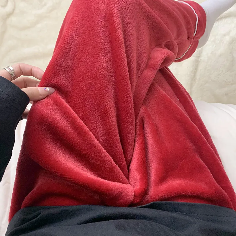Women's Winter Flannel Thickened Pajama Pants Minimalist Solid Color Mid-Rise Warm Loose Plus Size Wearable Outside Home Pants · Wholesale · OEM · Worldwide Shipping - View 2