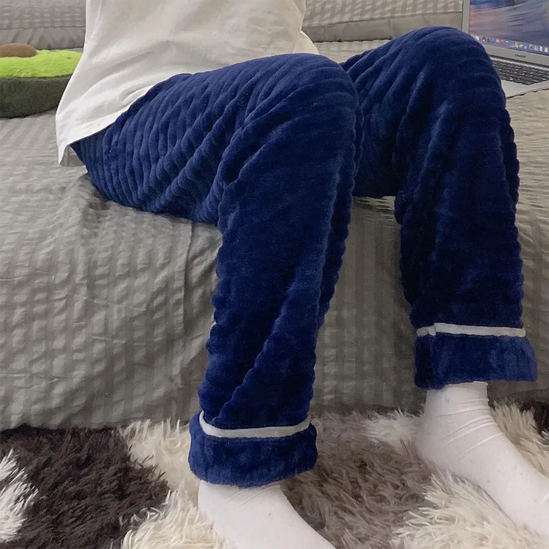 カップル フランネル 厚手 パジャマパンツ 冬 シンプル 無地 ミッドウエスト ルームウェア ゆったり 大きいサイズ ストレートパンツ 外着可 · 卸売 · OEM · 世界へ発送 - View 1