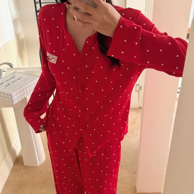 Women's Pajama Spring Autumn New 3-Piece Set with Chest Pad, Pure Cotton Jacquard, Premium Comfortable Wearable Outside Loungewear · Wholesale · OEM · Worldwide Shipping - View 2