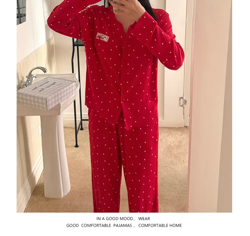 Women's Pajama Spring Autumn New 3-Piece Set with Chest Pad, Pure Cotton Jacquard, Premium Comfortable Wearable Outside Loungewear · Wholesale · OEM · Worldwide Shipping - Detail 6