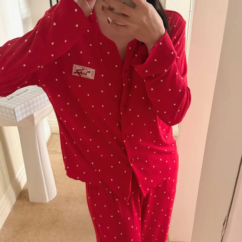 Women's Pajama Spring Autumn New 3-Piece Set with Chest Pad, Pure Cotton Jacquard, Premium Comfortable Wearable Outside Loungewear · Wholesale · OEM · Worldwide Shipping - View 3
