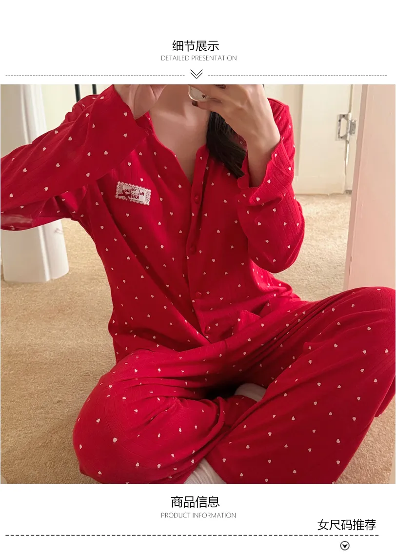 Women's Pajama Spring Autumn New 3-Piece Set with Chest Pad, Pure Cotton Jacquard, Premium Comfortable Wearable Outside Loungewear · Wholesale · OEM · Worldwide Shipping - Detail 4