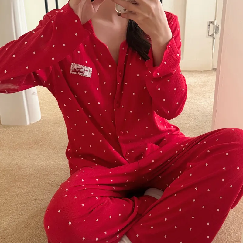 Women's Pajama Spring Autumn New 3-Piece Set with Chest Pad, Pure Cotton Jacquard, Premium Comfortable Wearable Outside Loungewear · Wholesale · OEM · Worldwide Shipping - View 4