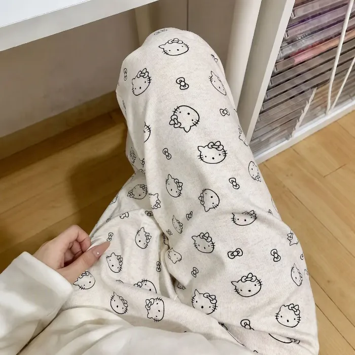Women's Sleep Pants Autumn/Winter 240g Lambswool Double Pocket Slimming Glutinous Rice Pants with Elastic Drawstring Long Pants Wearable Outside · Wholesale · OEM · Worldwide Shipping - Detail 10