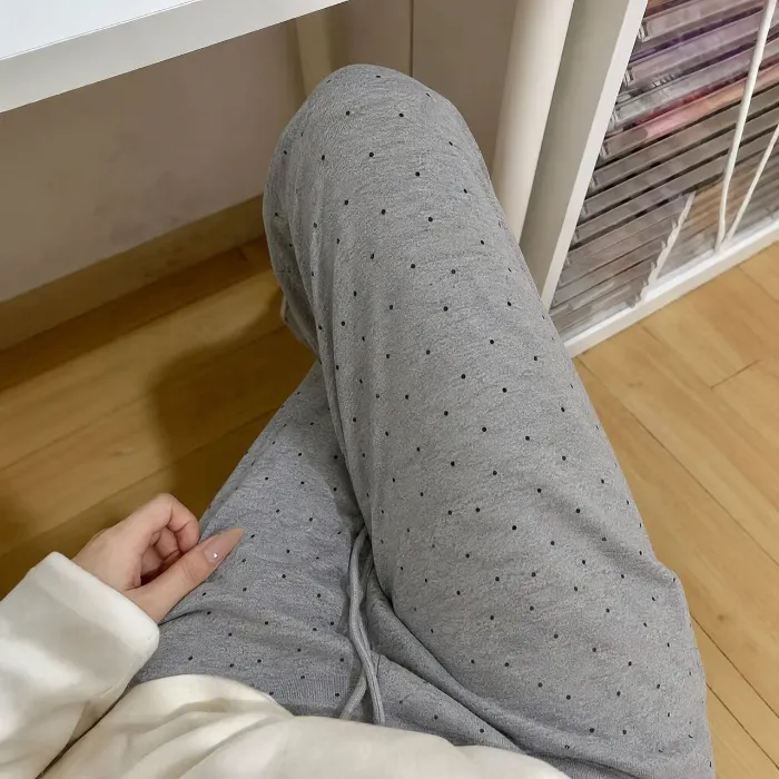 Women's Sleep Pants Autumn/Winter 240g Lambswool Double Pocket Slimming Glutinous Rice Pants with Elastic Drawstring Long Pants Wearable Outside · Wholesale · OEM · Worldwide Shipping - Detail 8
