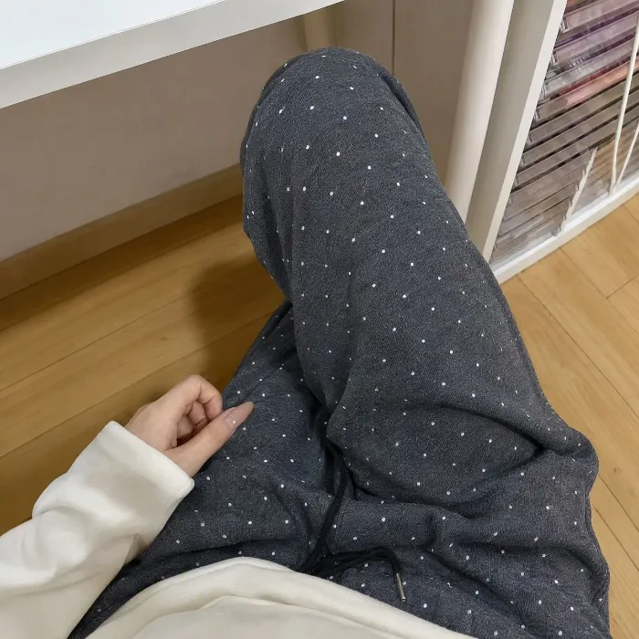Women's Sleep Pants Autumn/Winter 240g Lambswool Double Pocket Slimming Glutinous Rice Pants with Elastic Drawstring Long Pants Wearable Outside · Wholesale · OEM · Worldwide Shipping - Detail 9