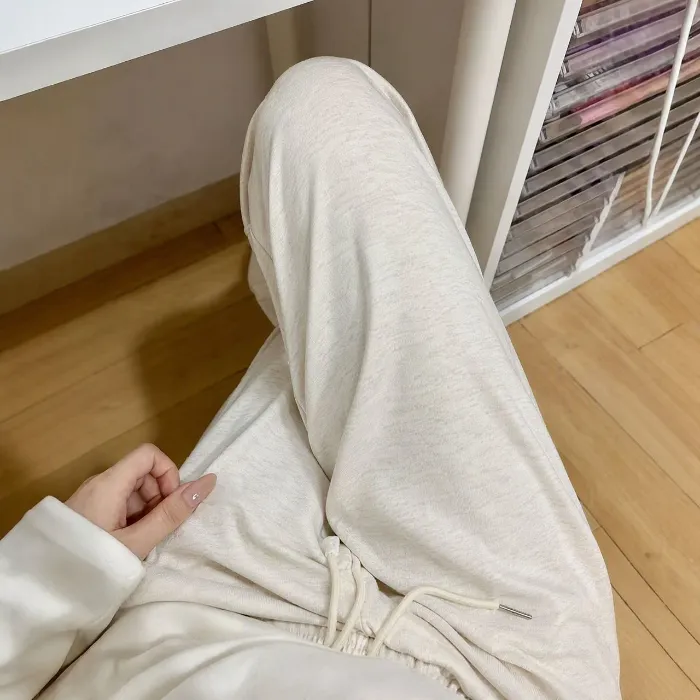 Women's Sleep Pants Autumn/Winter 240g Lambswool Double Pocket Slimming Glutinous Rice Pants with Elastic Drawstring Long Pants Wearable Outside · Wholesale · OEM · Worldwide Shipping - Detail 4
