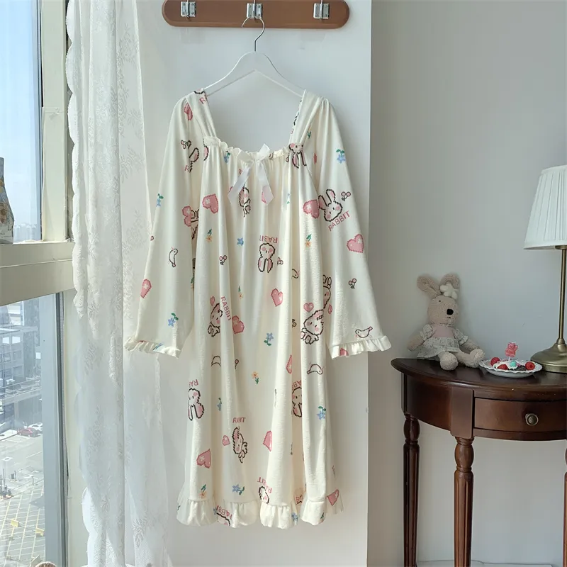 Real Photos Spring Autumn Winter Mid-Length Long Sleeve German Velvet Robe Nightdress 88288-99# · Wholesale · OEM · Worldwide Shipping - View 4