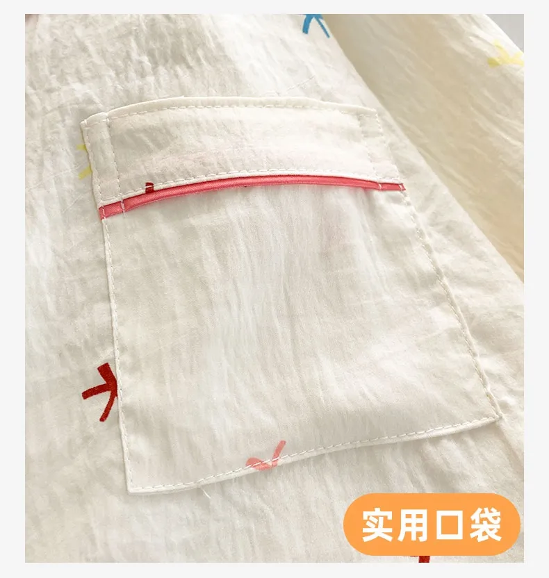 Musim Panas Wanita Baru Cloud Cotton Lengan Panjang Celana Panjang Set Dua Potong Cetak Kartun Kerah Cardigan · Grosir · OEM · Pengiriman Global - Detail 11