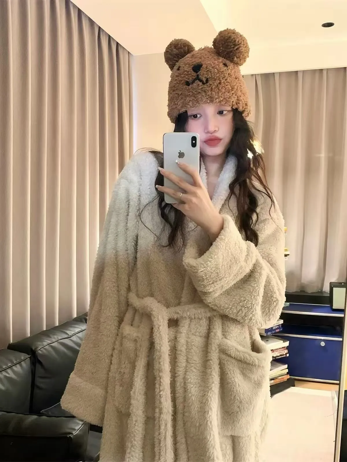 Coral Fleece Long Robe Women Autumn Winter Elegant High-End Feel Wearable Outside Long Sleeve Loungewear · Wholesale · OEM · Worldwide Shipping - Detail 3