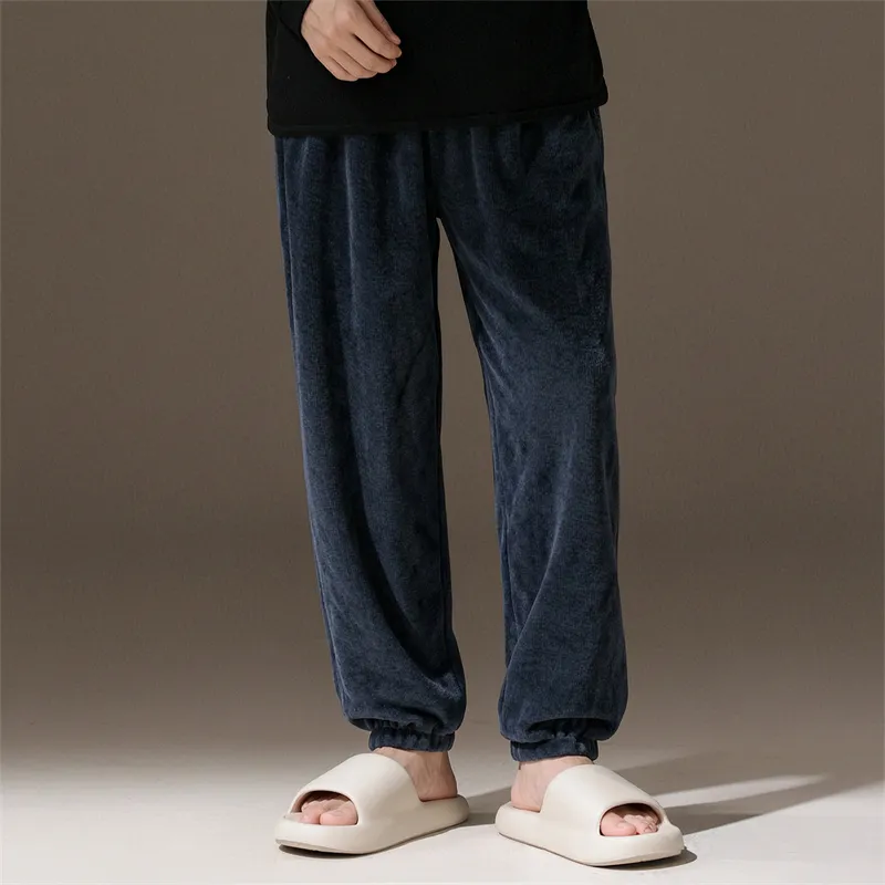 2026 Autumn/Winter New Men's Fleece Pajama Pants Long Lounge Pants Loose Simple Wearable Outside Single Pants · Wholesale · OEM · Worldwide Shipping - View 1