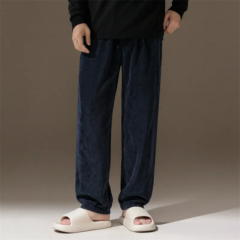 2026 Autumn/Winter New Men's Fleece Pajama Pants Long Lounge Pants Loose Simple Wearable Outside Single Pants · Wholesale · OEM · Worldwide Shipping
