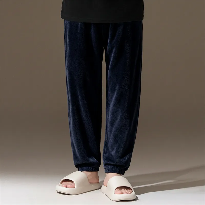 2026 Autumn/Winter New Men's Fleece Pajama Pants Long Lounge Pants Loose Simple Wearable Outside Single Pants · Wholesale · OEM · Worldwide Shipping - View 4