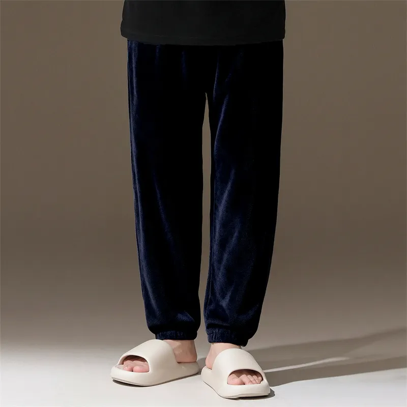 2026 Autumn/Winter New Men's Fleece Pajama Pants Long Lounge Pants Loose Simple Wearable Outside Single Pants · Wholesale · OEM · Worldwide Shipping - View 4