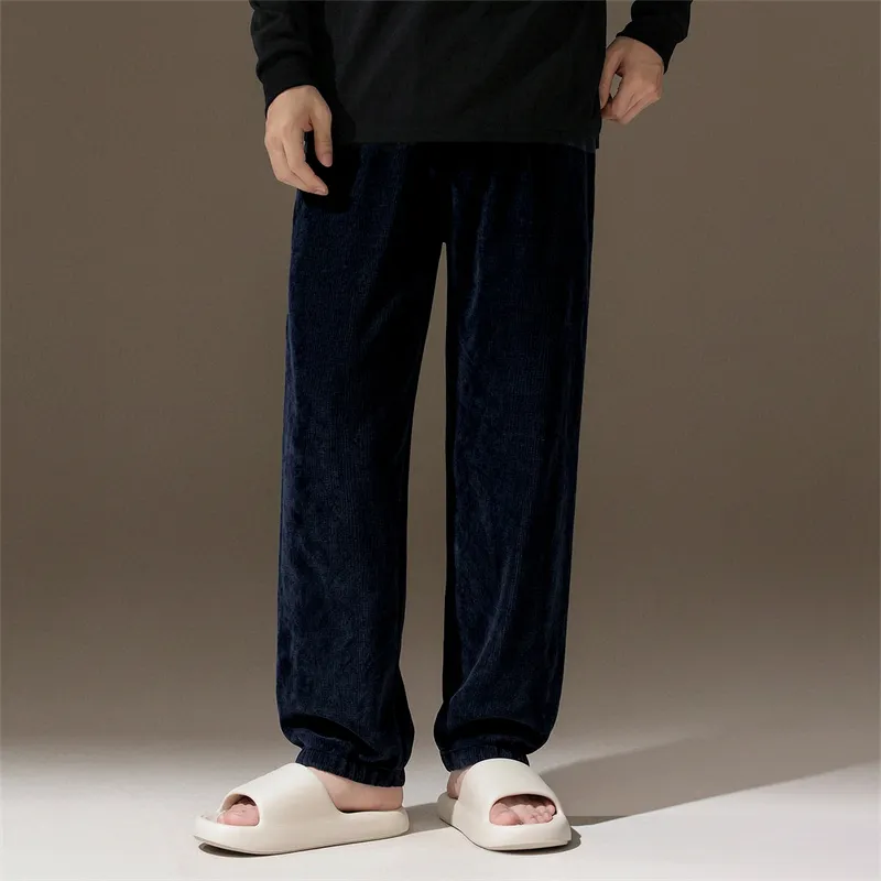 2026 Autumn/Winter New Men's Fleece Pajama Pants Long Lounge Pants Loose Simple Wearable Outside Single Pants · Wholesale · OEM · Worldwide Shipping