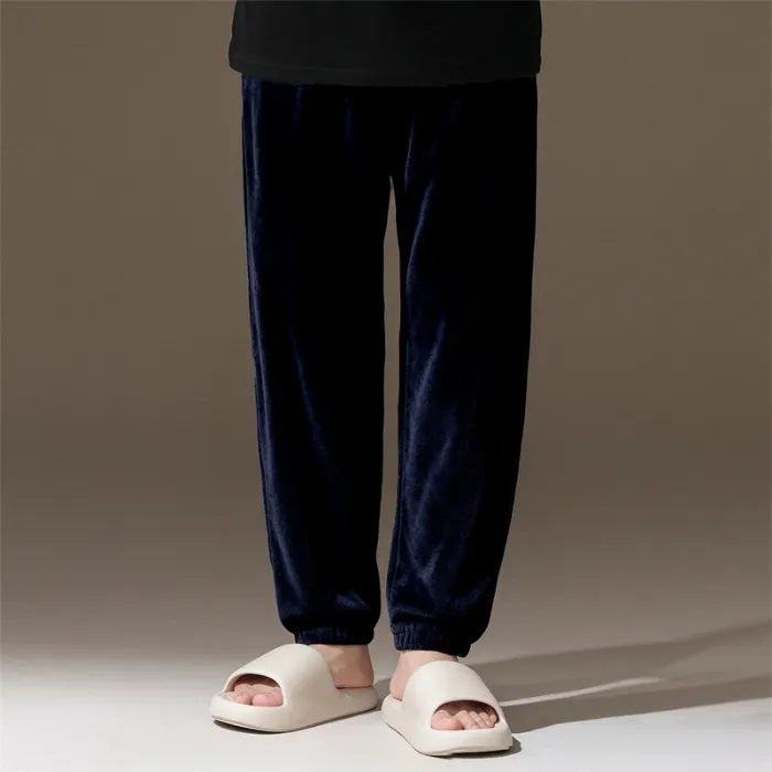 2026 Autumn/Winter New Men's Fleece Pajama Pants Long Lounge Pants Loose Simple Wearable Outside Single Pants · Wholesale · OEM · Worldwide Shipping - Detail 1