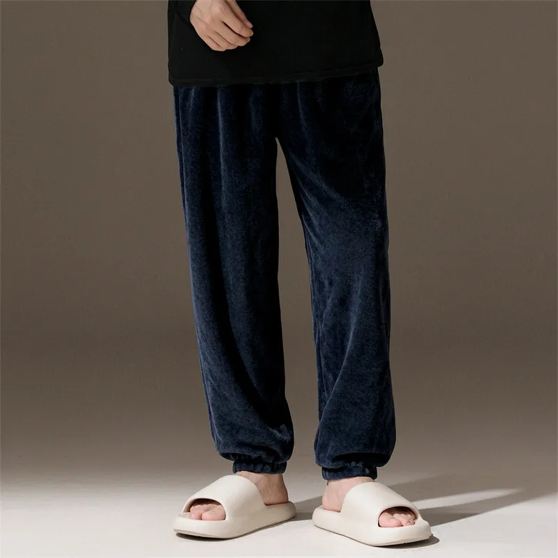 2026 Autumn/Winter New Men's Fleece Pajama Pants Long Lounge Pants Loose Simple Wearable Outside Single Pants · Wholesale · OEM · Worldwide Shipping - View 1