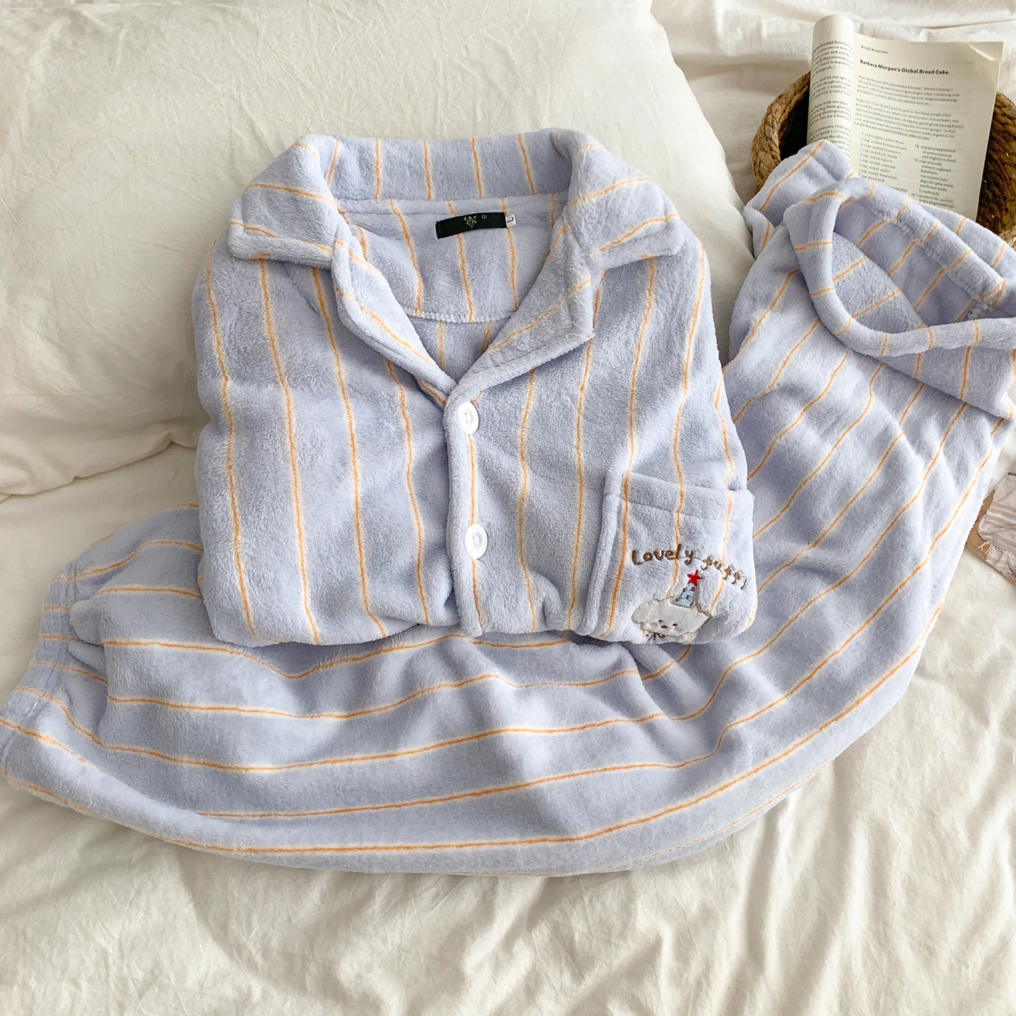 Cartoon Puppy Pajamas Women Striped Flannel Couple Thickened Fleece Winter Men's and Women's 2026 Loungewear · Wholesale · OEM · Worldwide Shipping - Detail 22