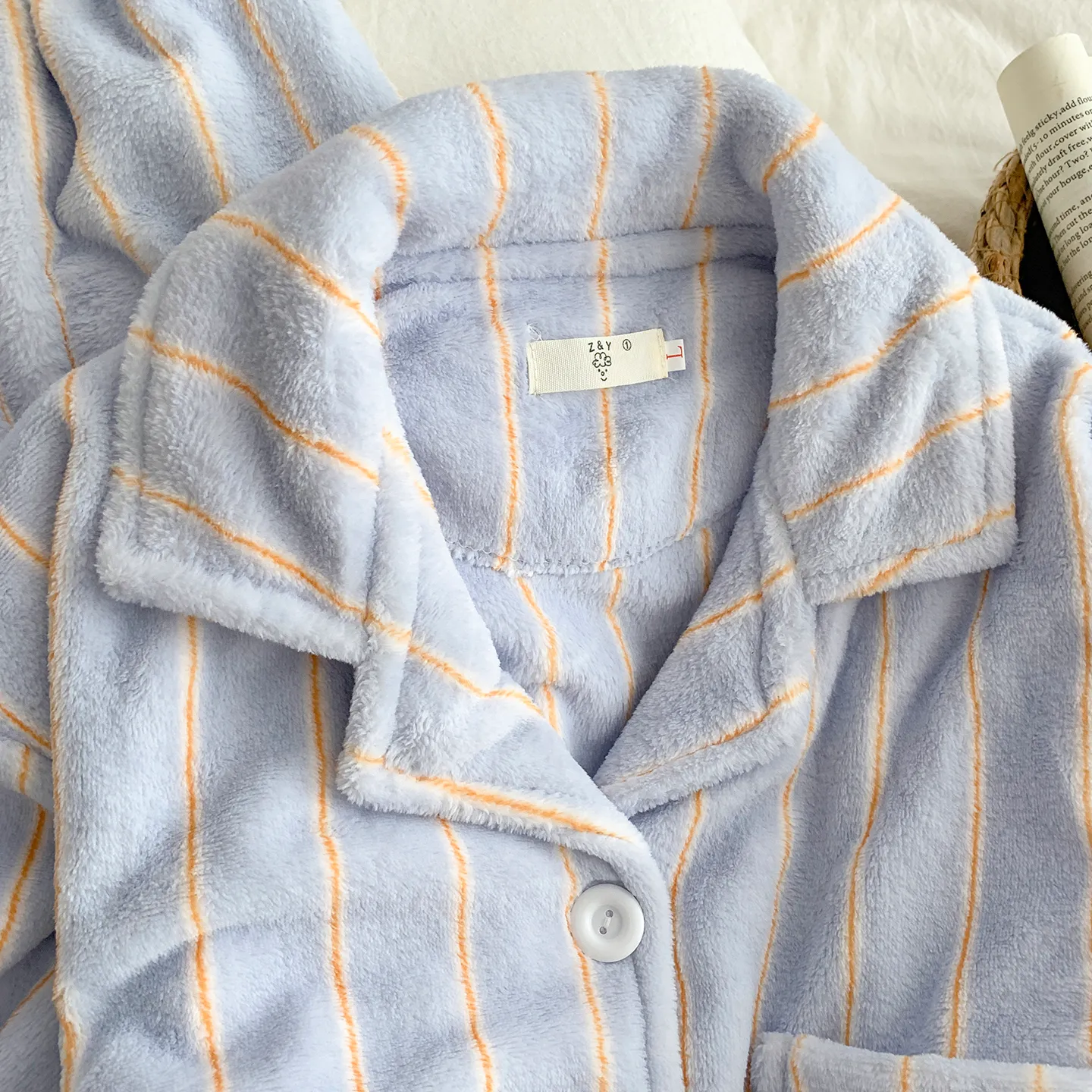 Cartoon Puppy Pajamas Women Striped Flannel Couple Thickened Fleece Winter Men's and Women's 2026 Loungewear · Wholesale · OEM · Worldwide Shipping - Detail 8