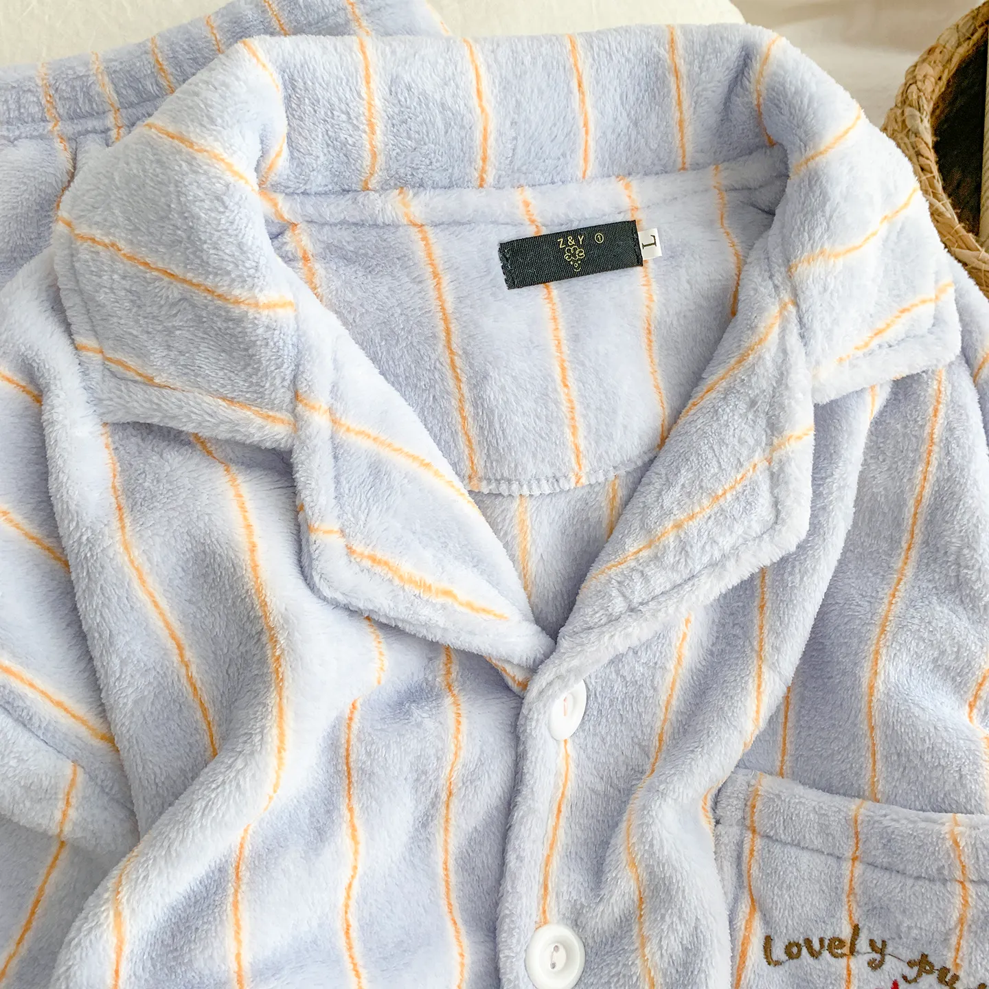 Cartoon Puppy Pajamas Women Striped Flannel Couple Thickened Fleece Winter Men's and Women's 2026 Loungewear · Wholesale · OEM · Worldwide Shipping - Detail 16