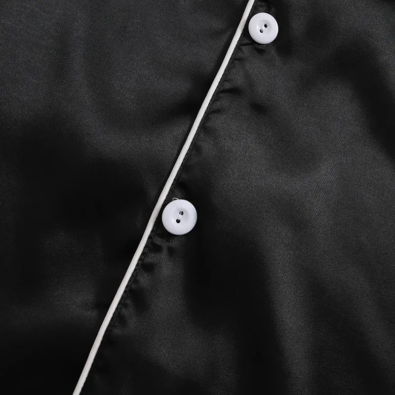 Cross-Border Export Faux Silk Long Sleeve Long Pants Loungewear, European & American Style, Men's Solid Color Casual 2-Piece Pajama Set · Wholesale · OEM · Worldwide Shipping - Detail 4
