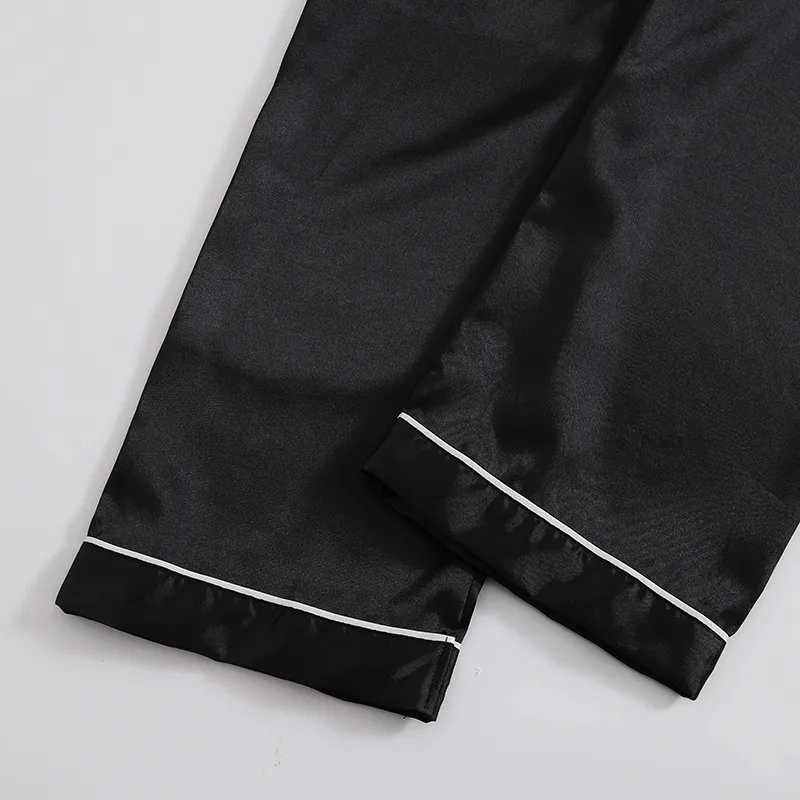 Cross-Border Export Faux Silk Long Sleeve Long Pants Loungewear, European & American Style, Men's Solid Color Casual 2-Piece Pajama Set · Wholesale · OEM · Worldwide Shipping - Detail 6