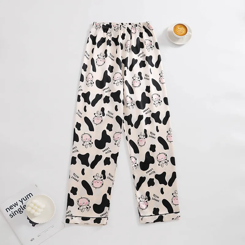 Export-Only Animal Cow Print Faux Silk Men's Pajama Set, Long Sleeve Long Pants, Casual 2-Piece Loungewear · Wholesale · OEM · Worldwide Shipping - View 2