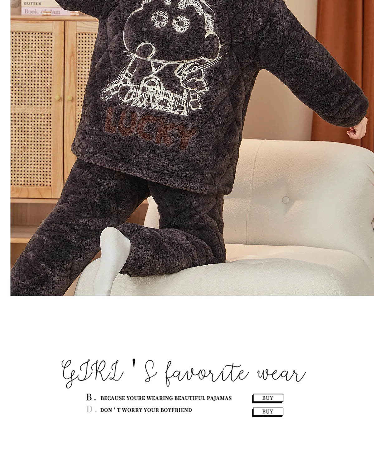 2026 New Winter Long Plush Pajamas for Men Autumn Winter Thickened Fleece Three-Layer Quilted Loungewear Set · Wholesale · OEM · Worldwide Shipping - Detail 5