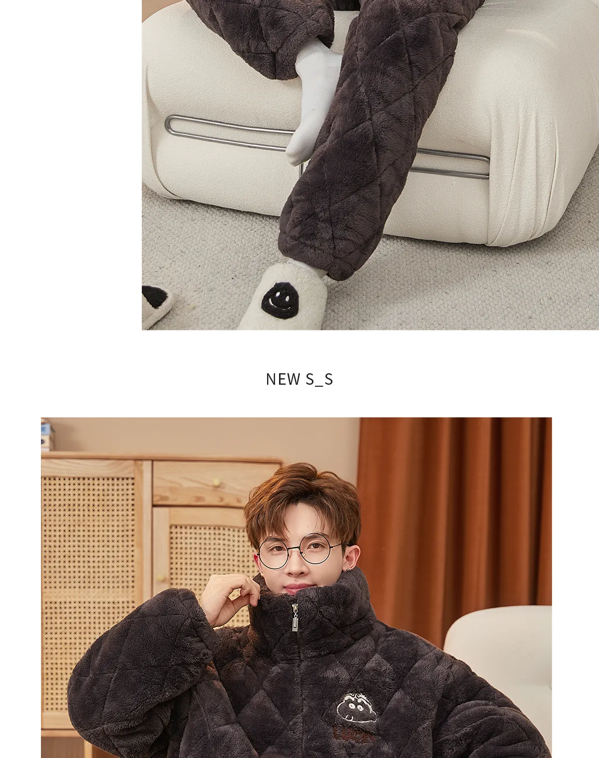 2026 New Winter Long Plush Pajamas for Men Autumn Winter Thickened Fleece Three-Layer Quilted Loungewear Set · Wholesale · OEM · Worldwide Shipping - Detail 10