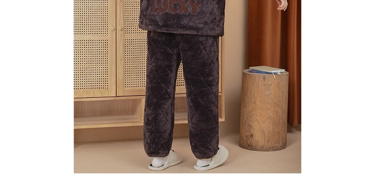 2026 New Winter Long Plush Pajamas for Men Autumn Winter Thickened Fleece Three-Layer Quilted Loungewear Set · Wholesale · OEM · Worldwide Shipping - Detail 7