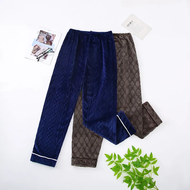 冬のカップル向けフランネルパジャマパンツ カジュアルルームウェア ジャカードカット シンプル 保温 ストレート ゆったり ルームパンツ 外着可能 · 卸売 · OEM · 世界へ発送 - View 2
