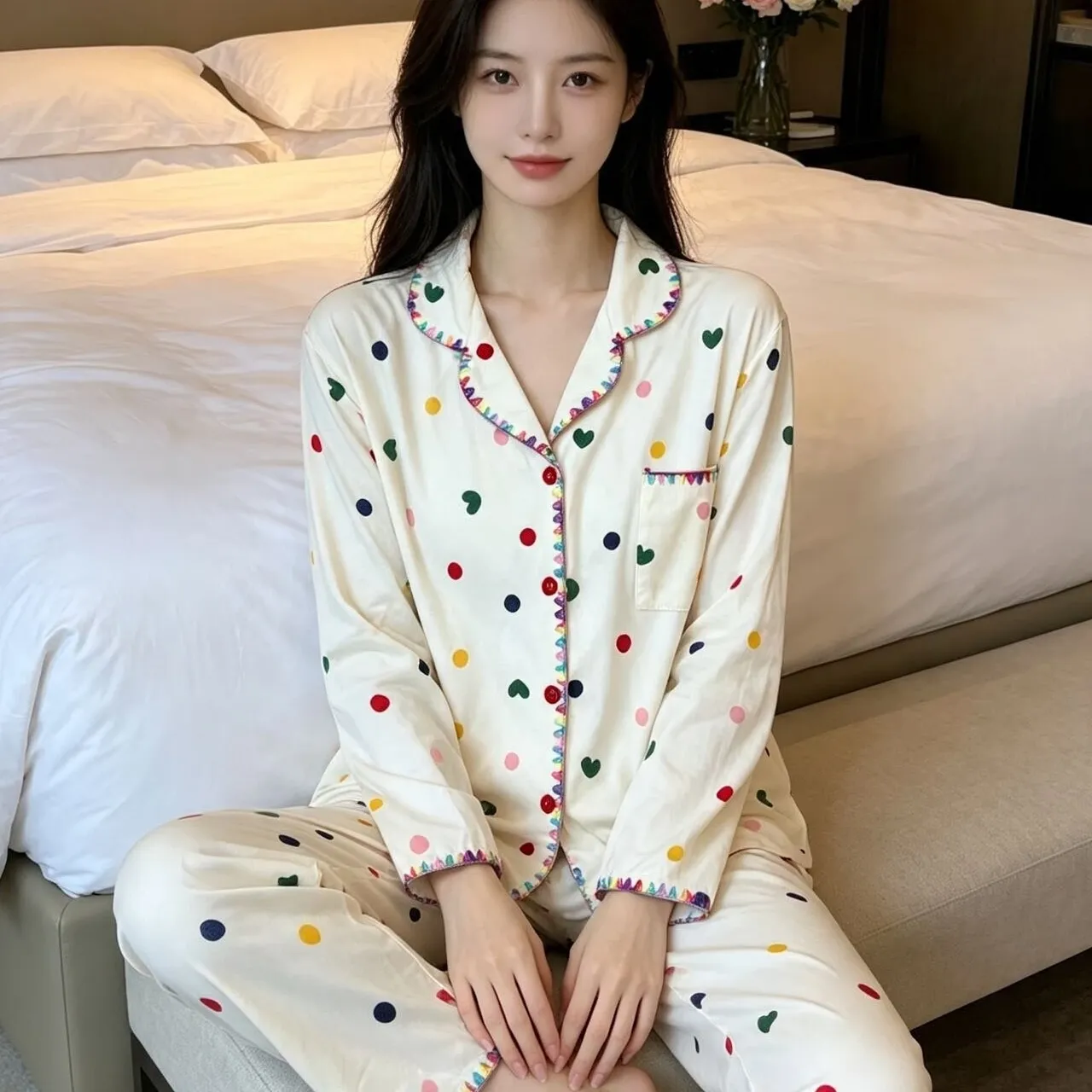 파자마 여성 가을겨울 조개 스타일 240g 독일 벨벳 카툰 소녀 카디건 라펠 홈웨어 세트 외출 · 도매 · OEM · 전 세계 배송 - View 2