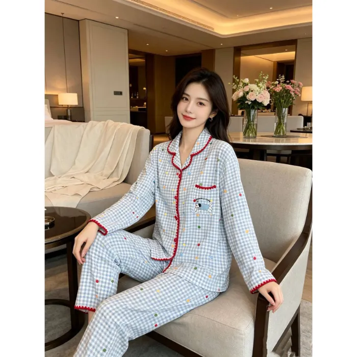 Pajamas Women Autumn Winter Shell Style 240g German Velvet Cartoon Girl Cardigan Lapel Homewear Set Outer Wear · Wholesale · OEM · Worldwide Shipping