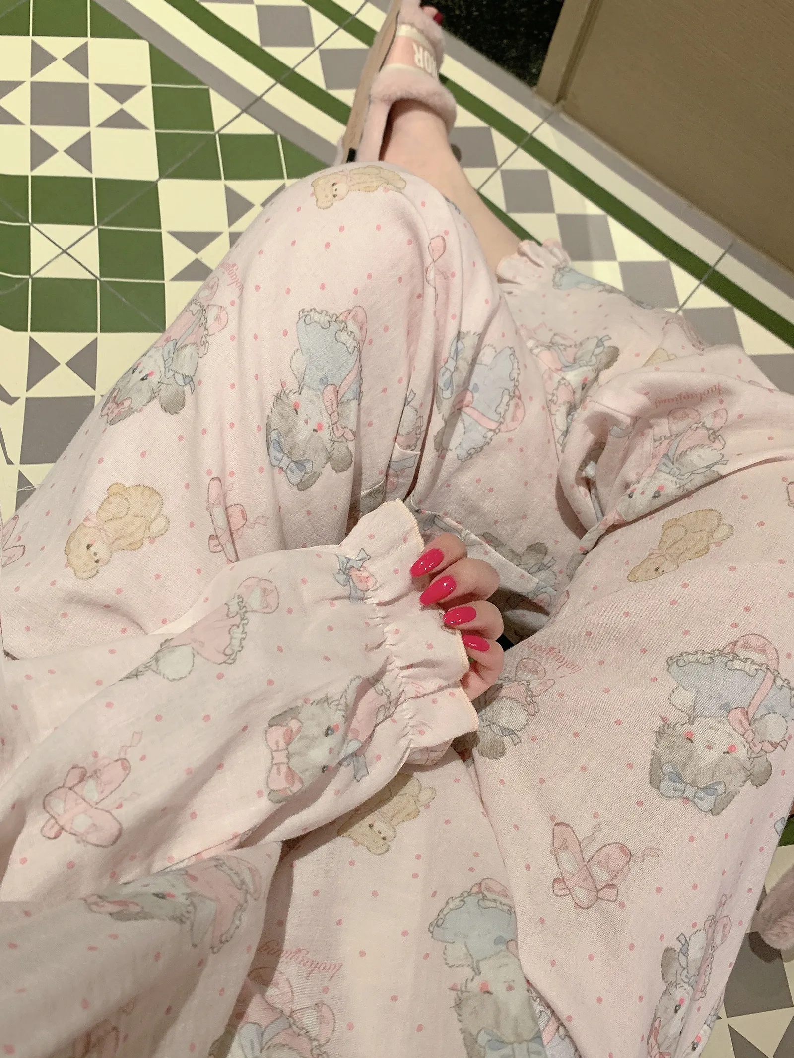 Qiaomengran Soft Girl Cute Doll Collar Sweet Pajamas Women Spring Autumn Long Sleeve Thin Long Sleeve Homewear · Wholesale · OEM · Worldwide Shipping - Detail 1