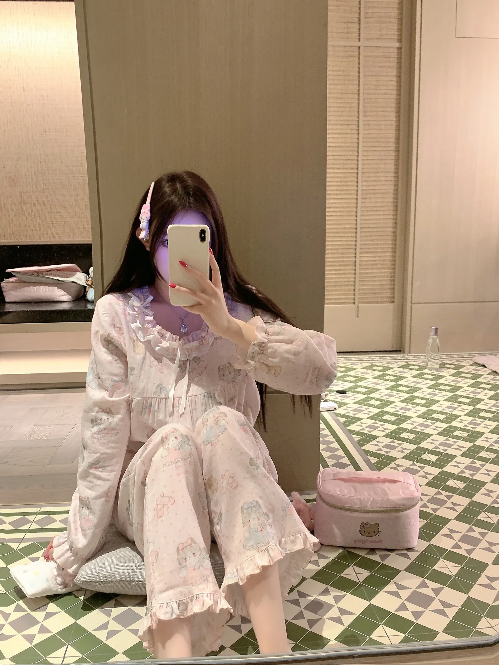 Qiaomengran Soft Girl Cute Doll Collar Sweet Pajamas Women Spring Autumn Long Sleeve Thin Long Sleeve Homewear · Wholesale · OEM · Worldwide Shipping - Detail 5