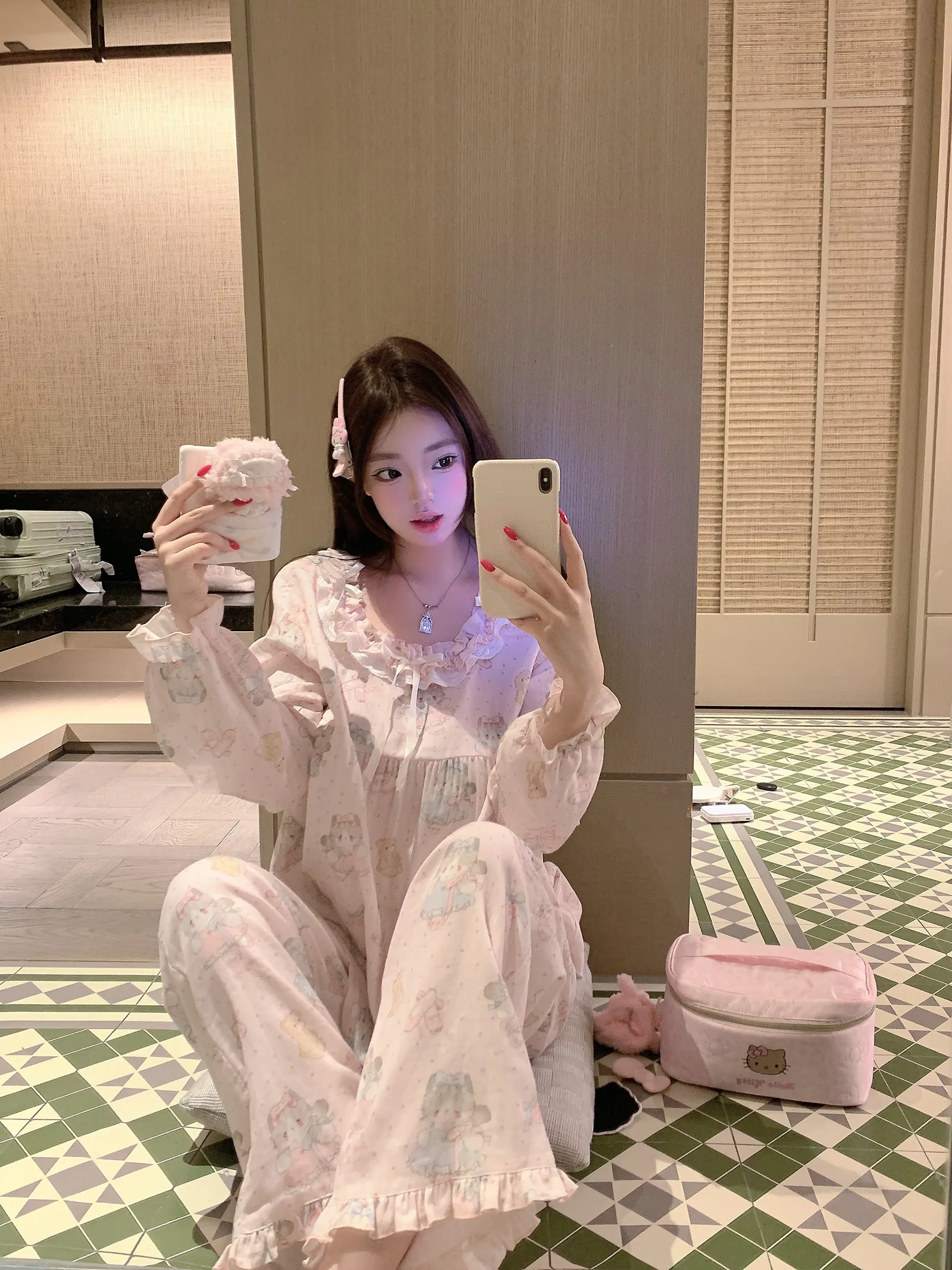Qiaomengran Soft Girl Cute Doll Collar Sweet Pajamas Women Spring Autumn Long Sleeve Thin Long Sleeve Homewear · Wholesale · OEM · Worldwide Shipping - View 2