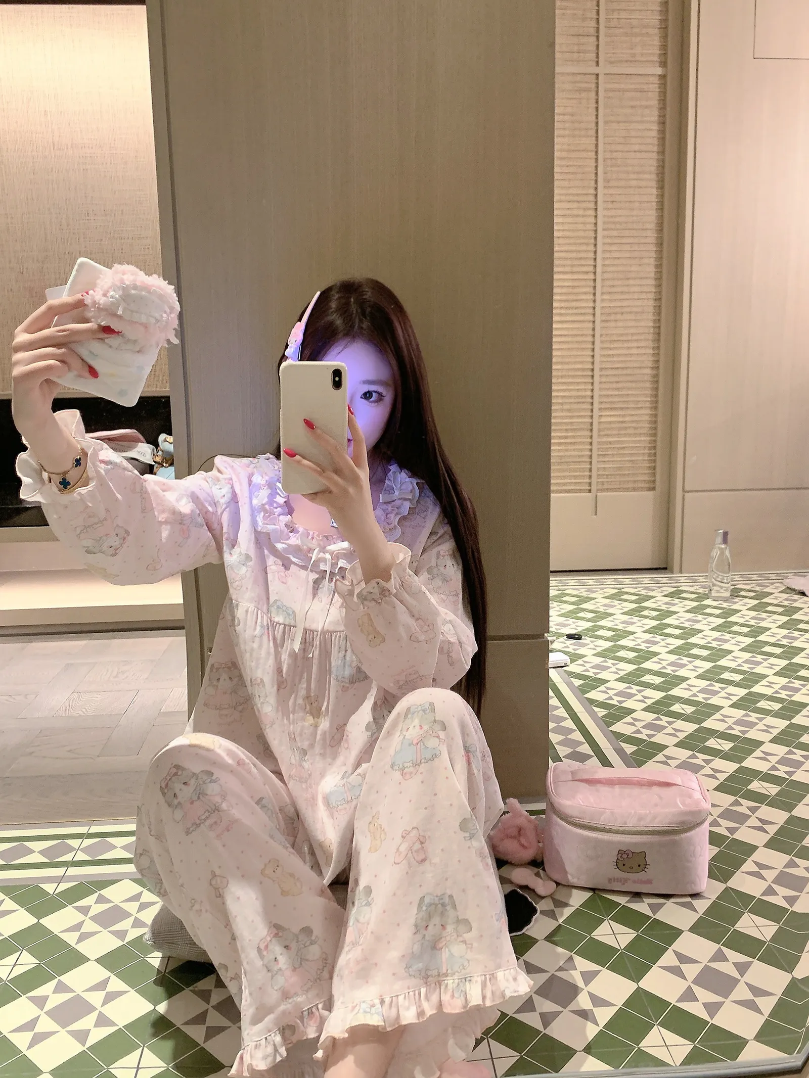 Qiaomengran Soft Girl Cute Doll Collar Sweet Pajamas Women Spring Autumn Long Sleeve Thin Long Sleeve Homewear · Wholesale · OEM · Worldwide Shipping - Detail 4