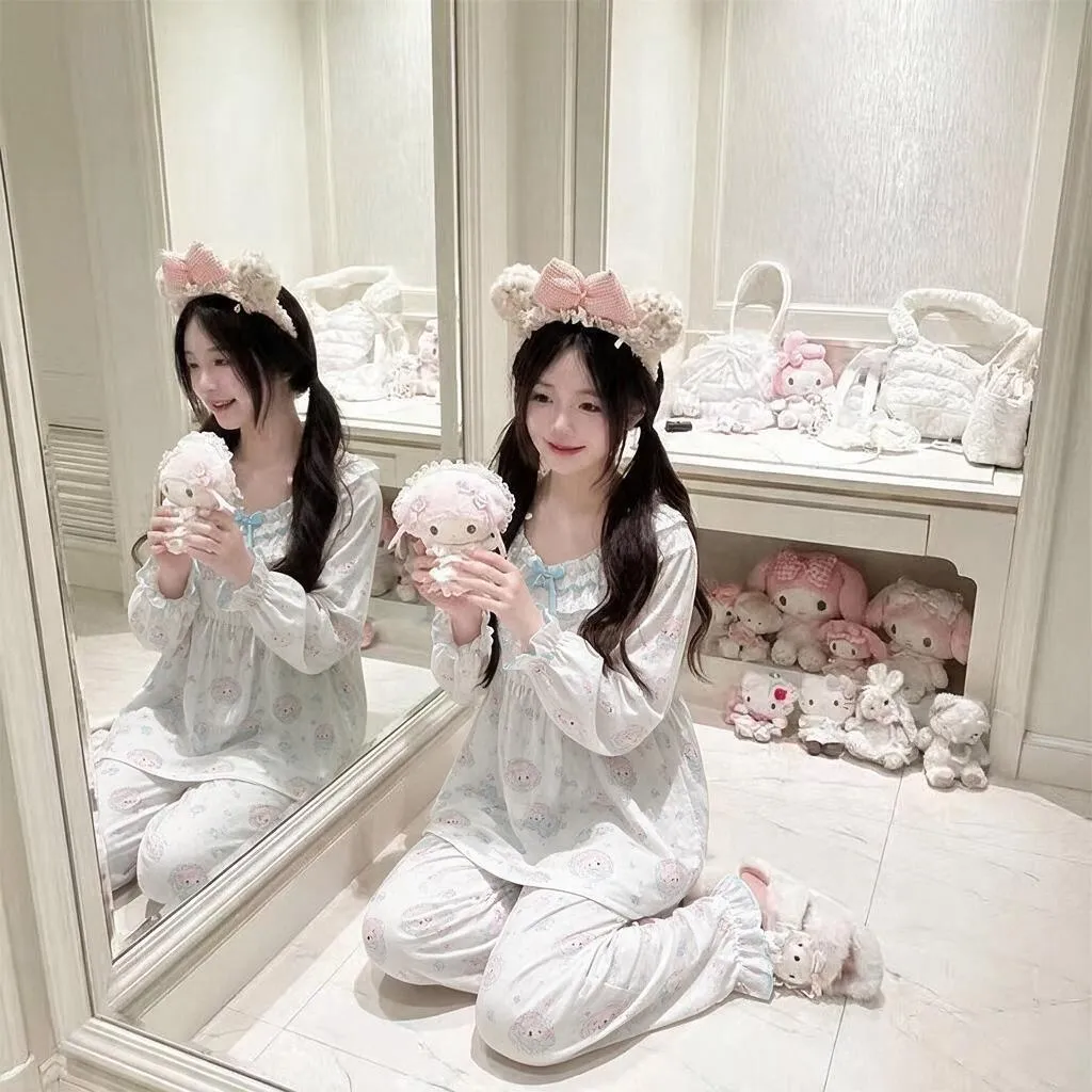 乔梦燃 かわいいドールカラー 甘いパジャマ レディース 春秋 長袖 薄手 ins 長袖 部屋着 · 卸売 · OEM · 世界へ発送 - View 3
