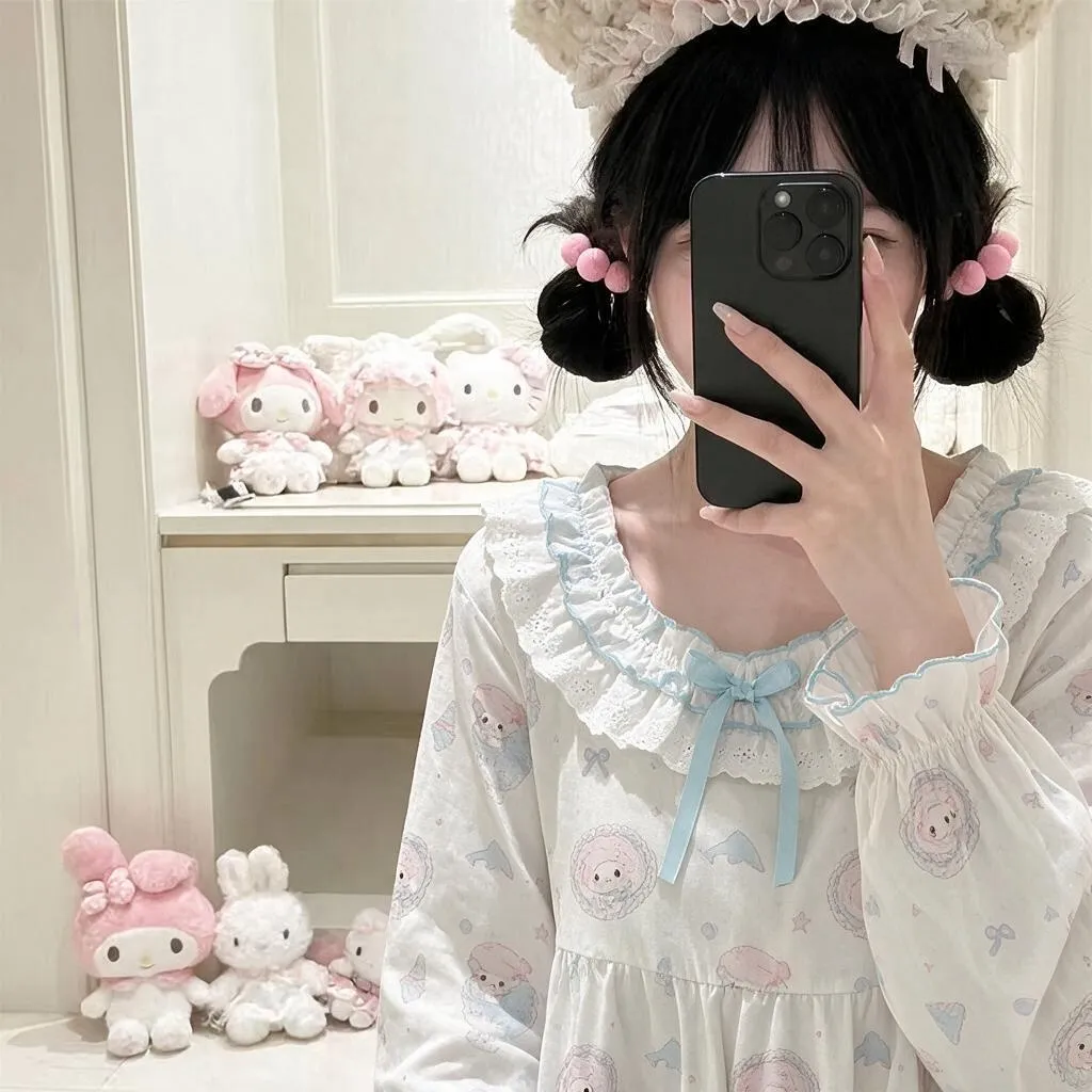 乔梦燃 かわいいドールカラー 甘いパジャマ レディース 春秋 長袖 薄手 ins 長袖 部屋着 · 卸売 · OEM · 世界へ発送 - View 1