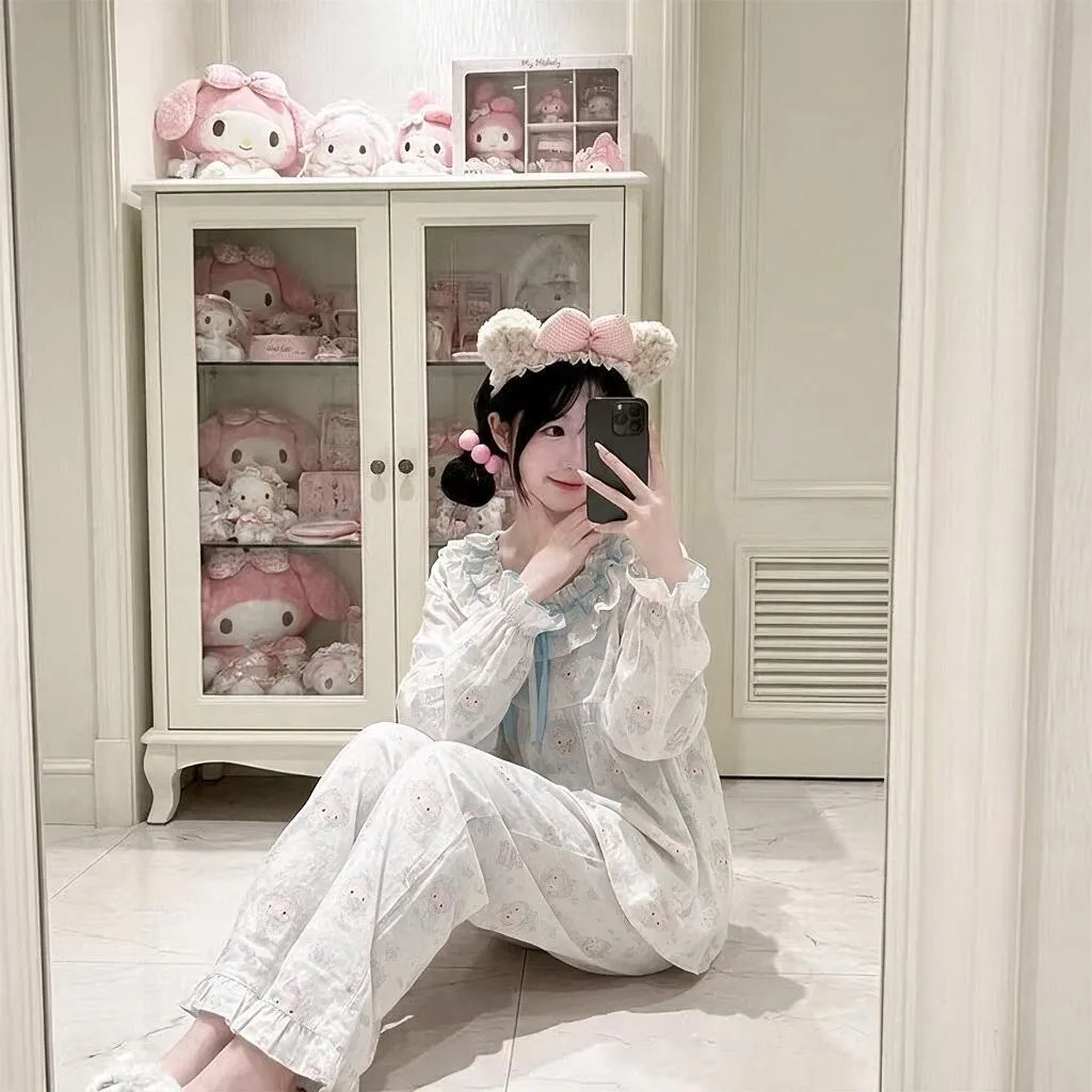 乔梦燃 かわいいドールカラー 甘いパジャマ レディース 春秋 長袖 薄手 ins 長袖 部屋着 · 卸売 · OEM · 世界へ発送 - View 2