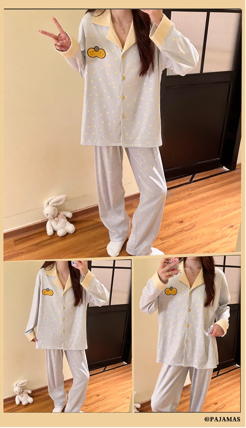 Set pakaian rumah wanita kerah kartun bahan Dralon model baru musim gugur dan musim dingin · Grosir · OEM · Pengiriman Global - Detail 9