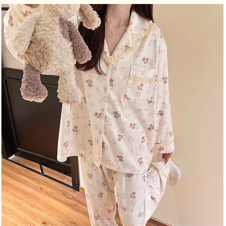 Autumn/Winter New German Velvet Women's Cartoon Lace Collar Loungewear Set · Wholesale · OEM · Worldwide Shipping - Detail 11