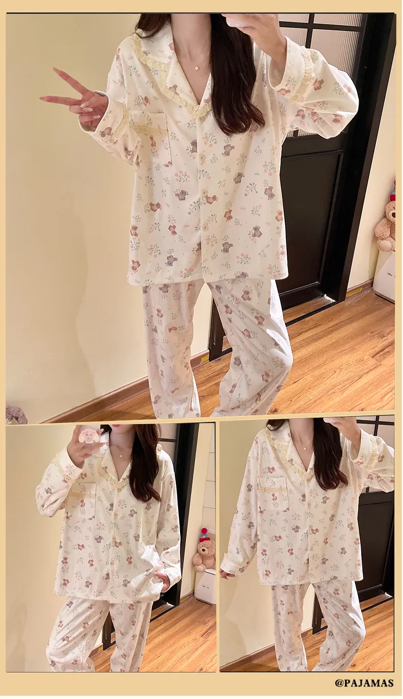 Autumn/Winter New German Velvet Women's Cartoon Lace Collar Loungewear Set · Wholesale · OEM · Worldwide Shipping - Detail 9